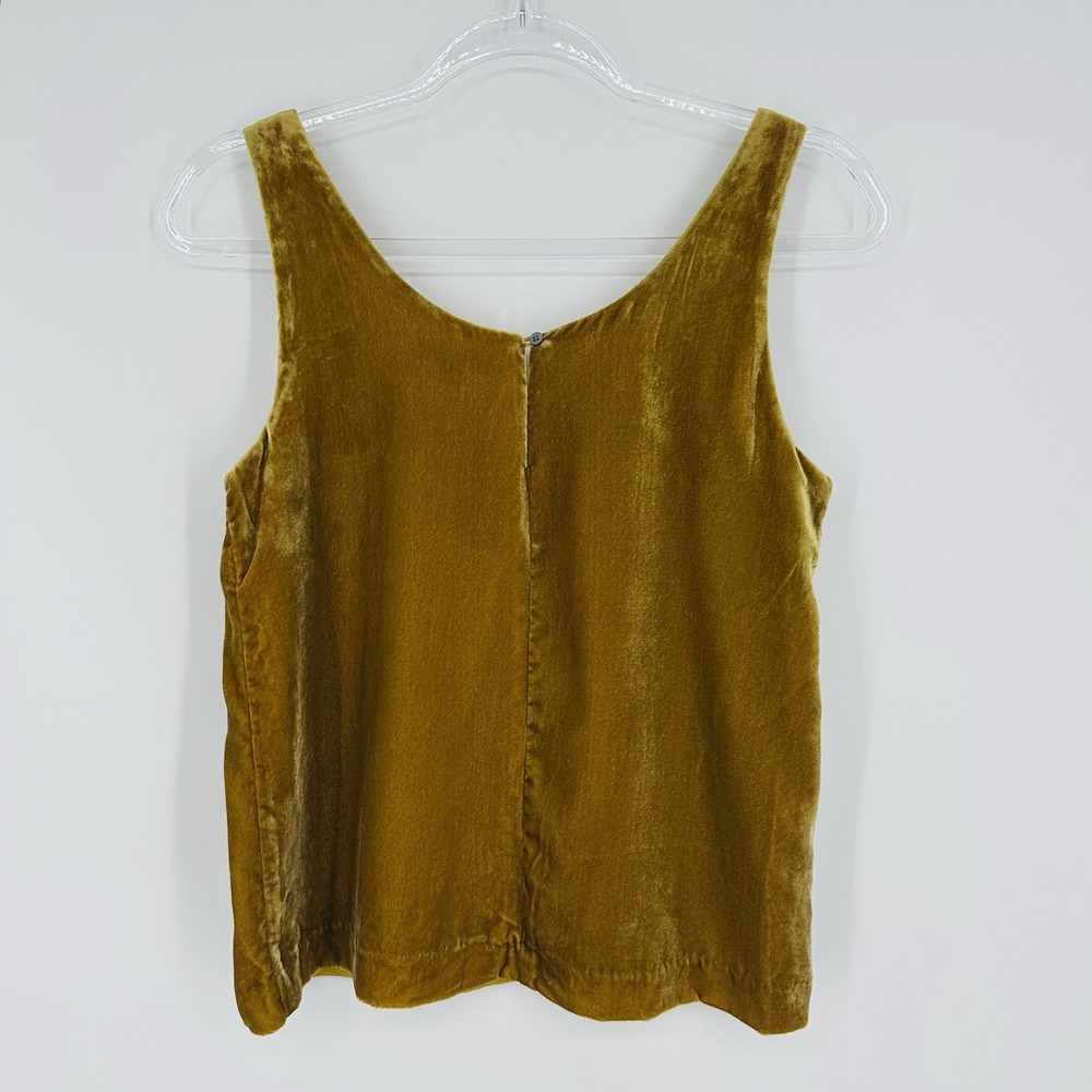 J. Crew Velvet Tank Top Women's Size 0 Gold Sleeveless Evening Business - Picture 6 of 11